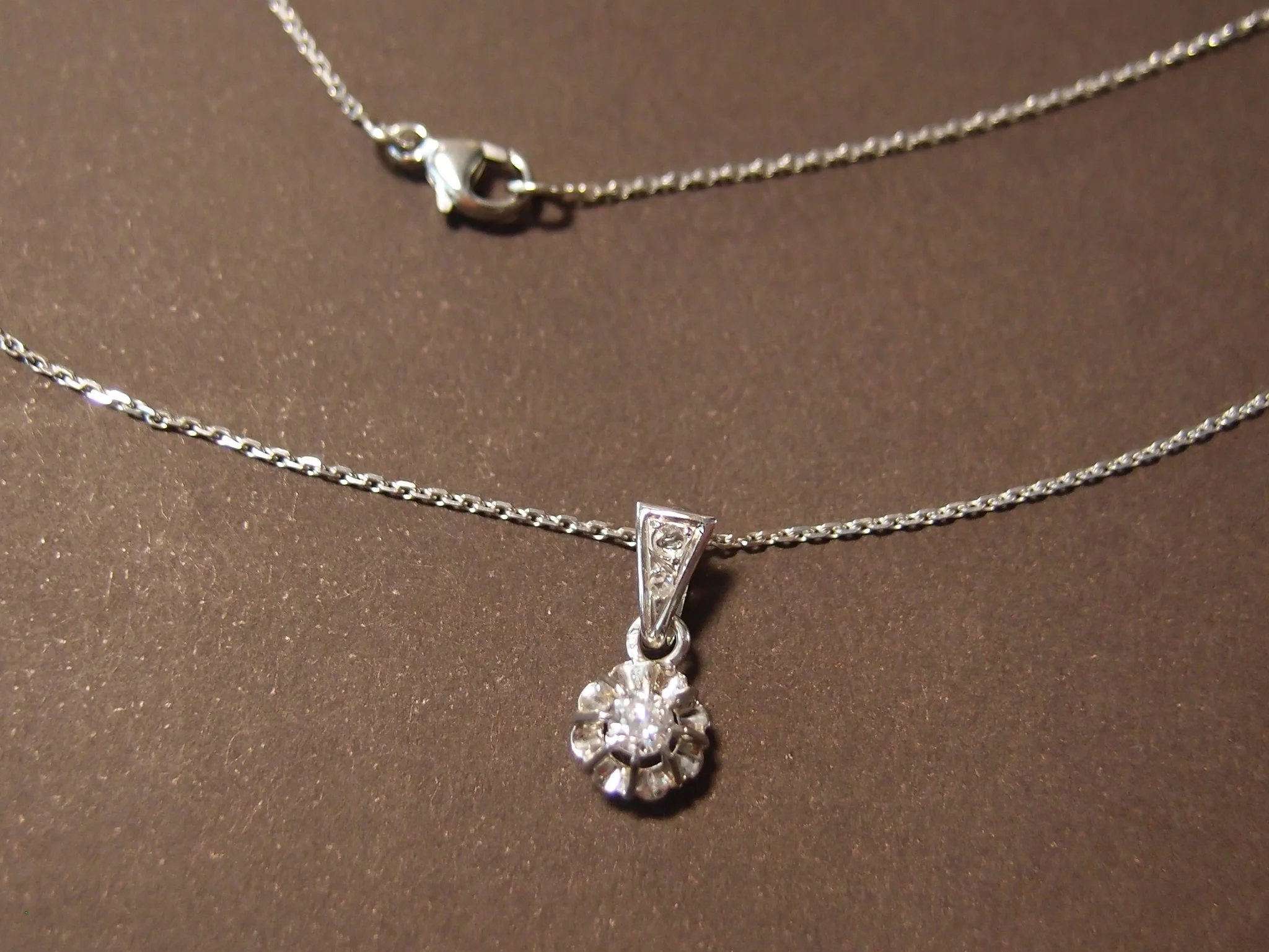 collier pendentif or gris et diamant 0.15 ct - Image 3