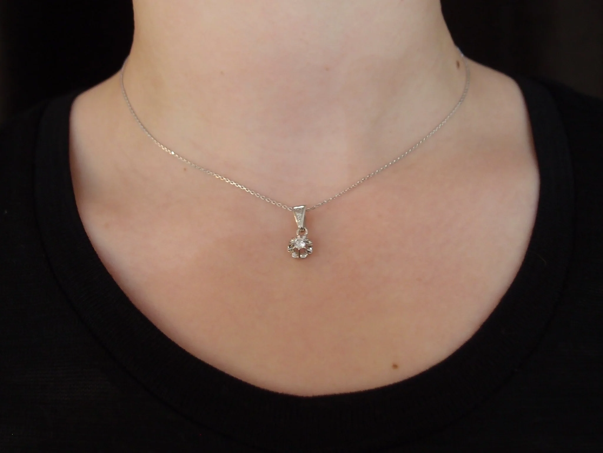 collier pendentif or gris et diamant 0.15 ct - Image 4
