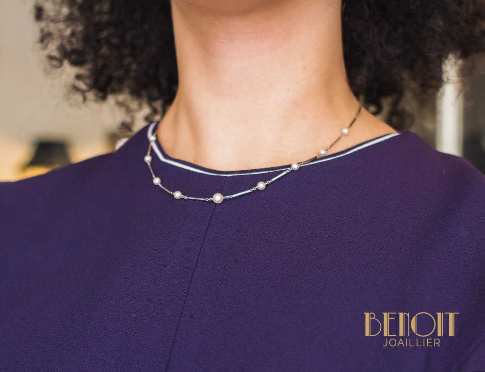 Collier Platine et Perles - Image 4
