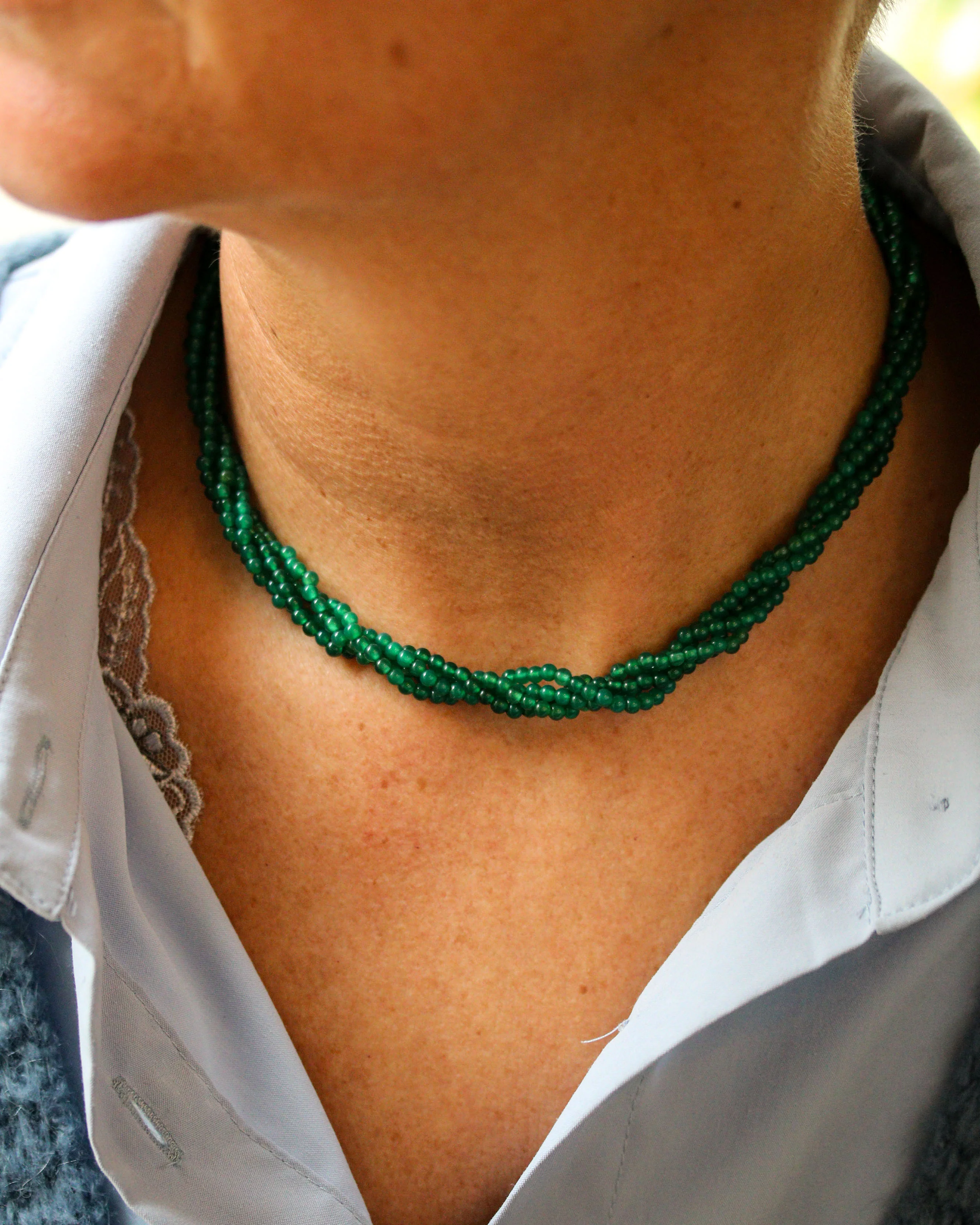 Collier Quatre Rangs Perles d'Emeraude - Image 2
