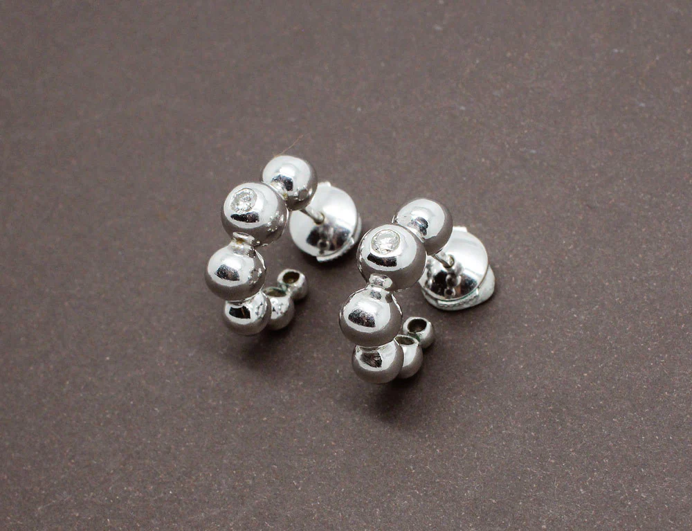 Boucles d'Oreilles Or Blanc et Diamants - Image 2