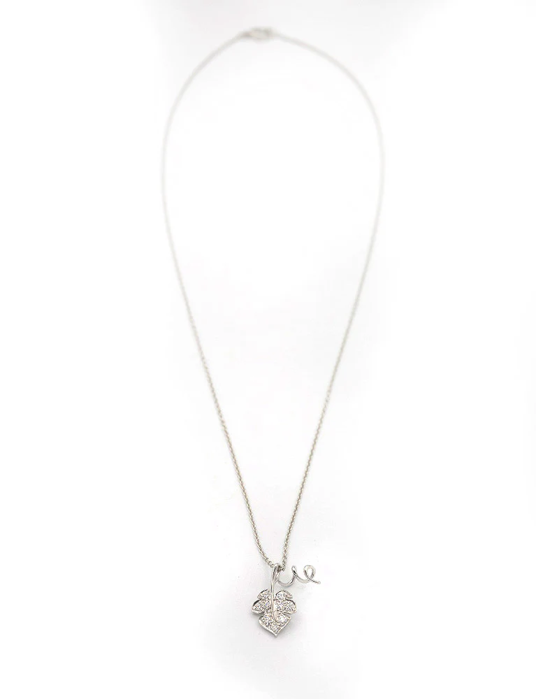Création Benoit Joaillier "Collier Feuille de Vigne Diamant et Or Blanc" - Image 4