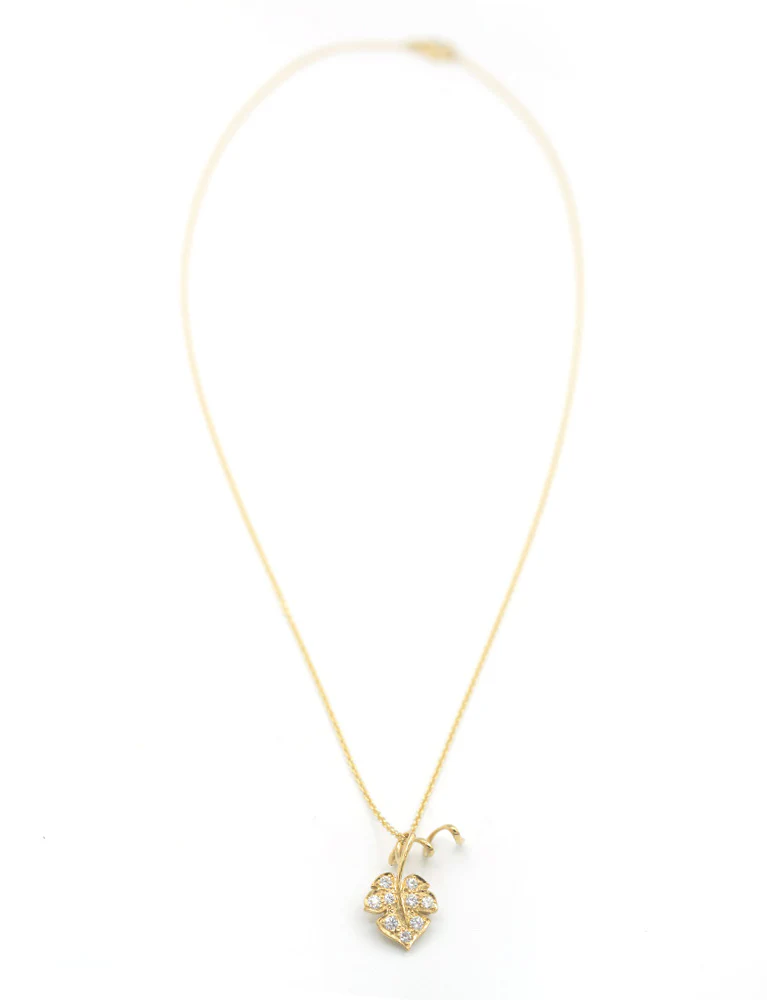 Création Benoit Joaillier "Collier Feuille de Vigne Diamants et Or Jaune" - Image 4