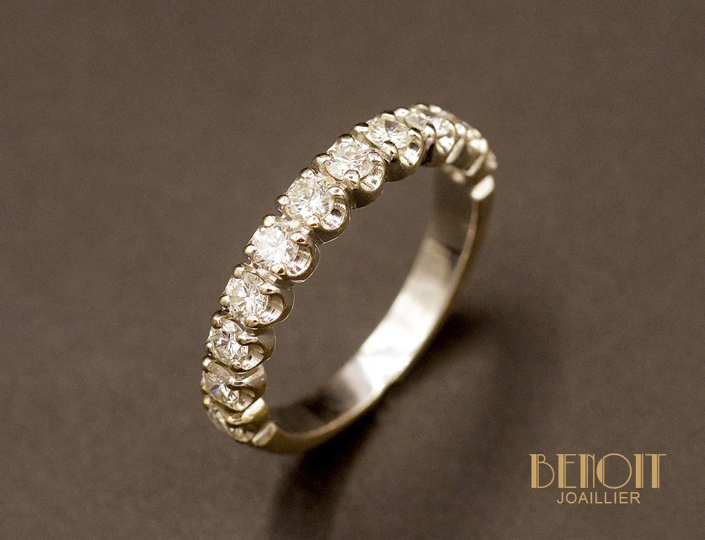 Demi-Alliance Diamants et Or Blanc