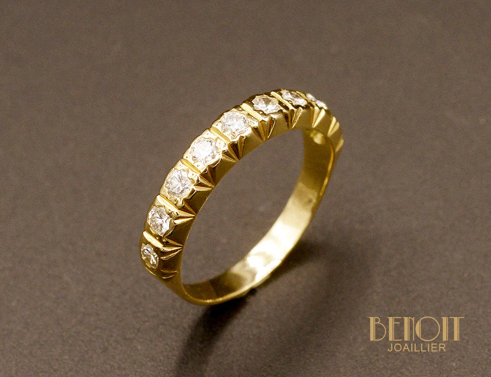 Demi-Alliance Diamants Or Jaune
