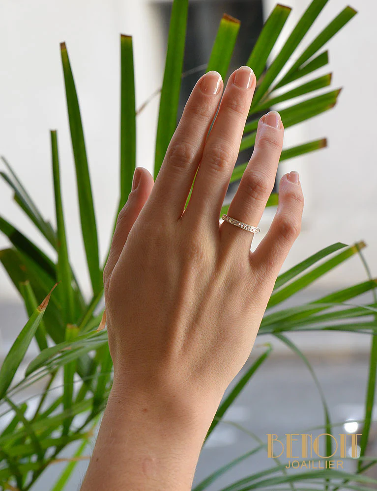 Demi-Alliance en Or Rose Diamants - Image 4