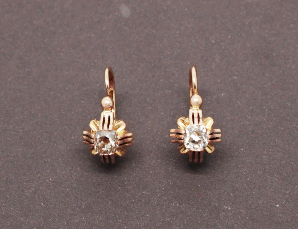 Dormeuse Ancienne Diamants et Or Jaune