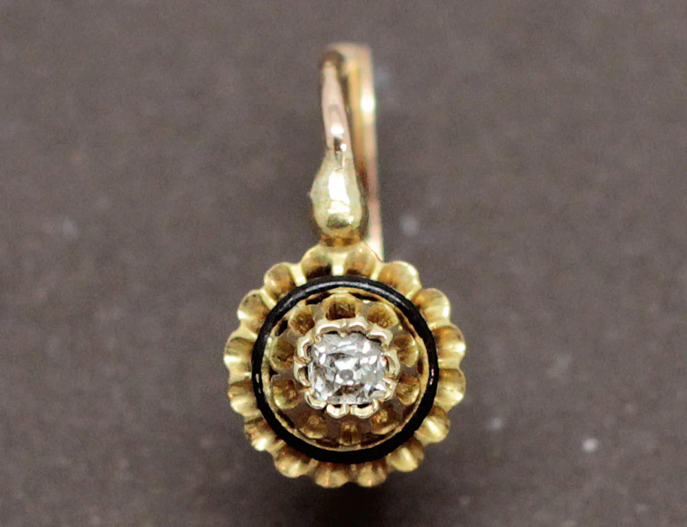 Dormeuses Ancienne Diamants Email - Image 2