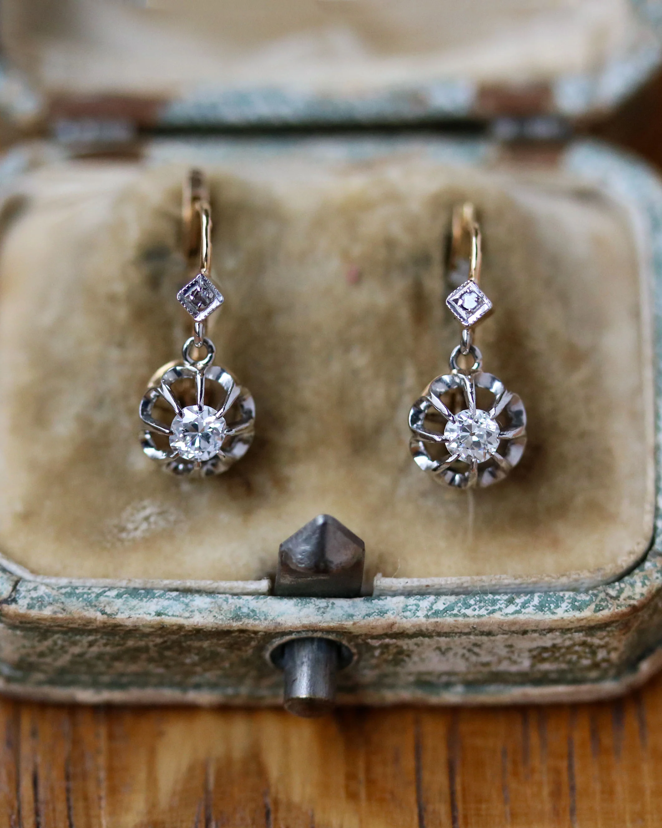 Dormeuses Or jaune et blanc Diamants