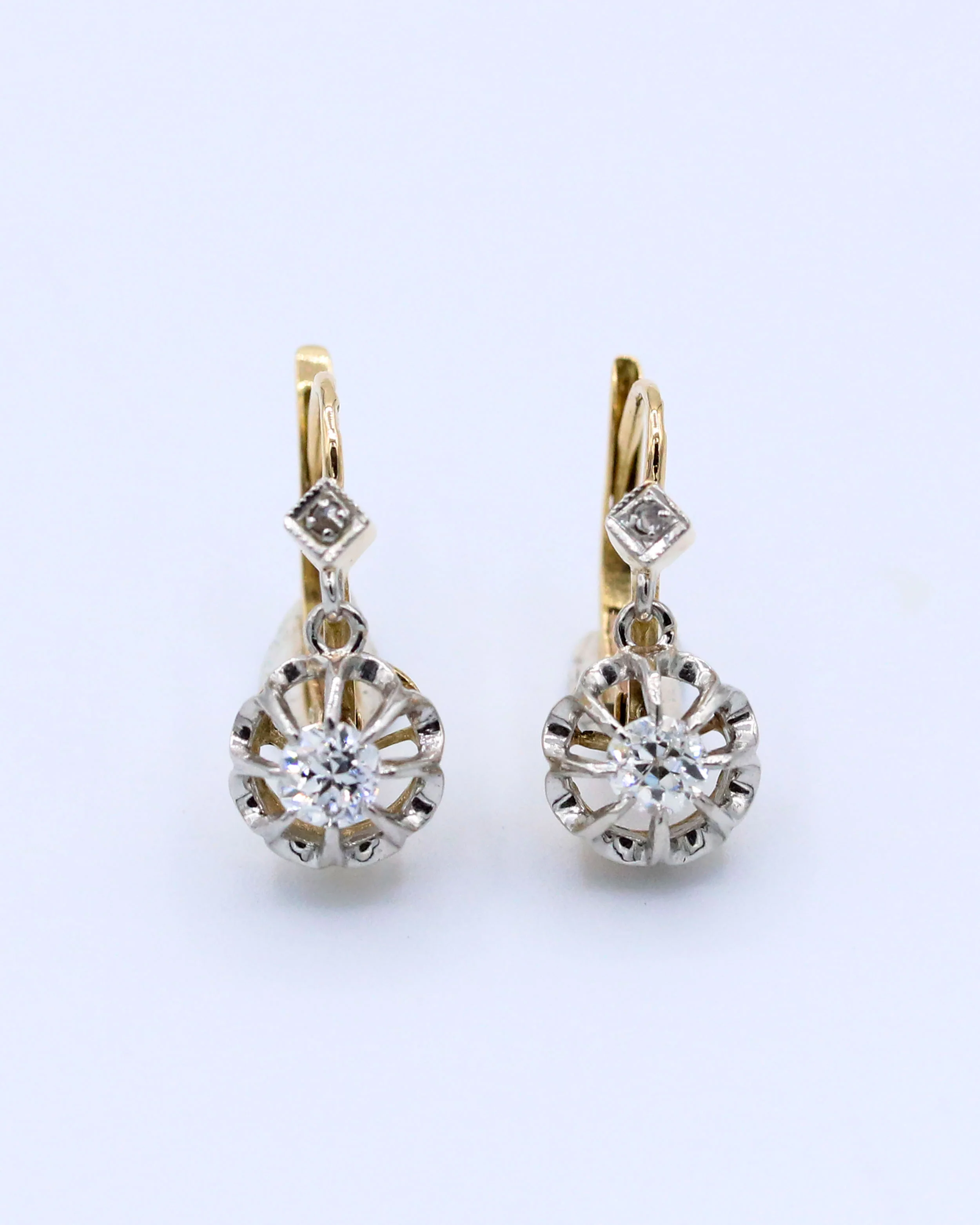 Dormeuses Or jaune et blanc Diamants - Image 2
