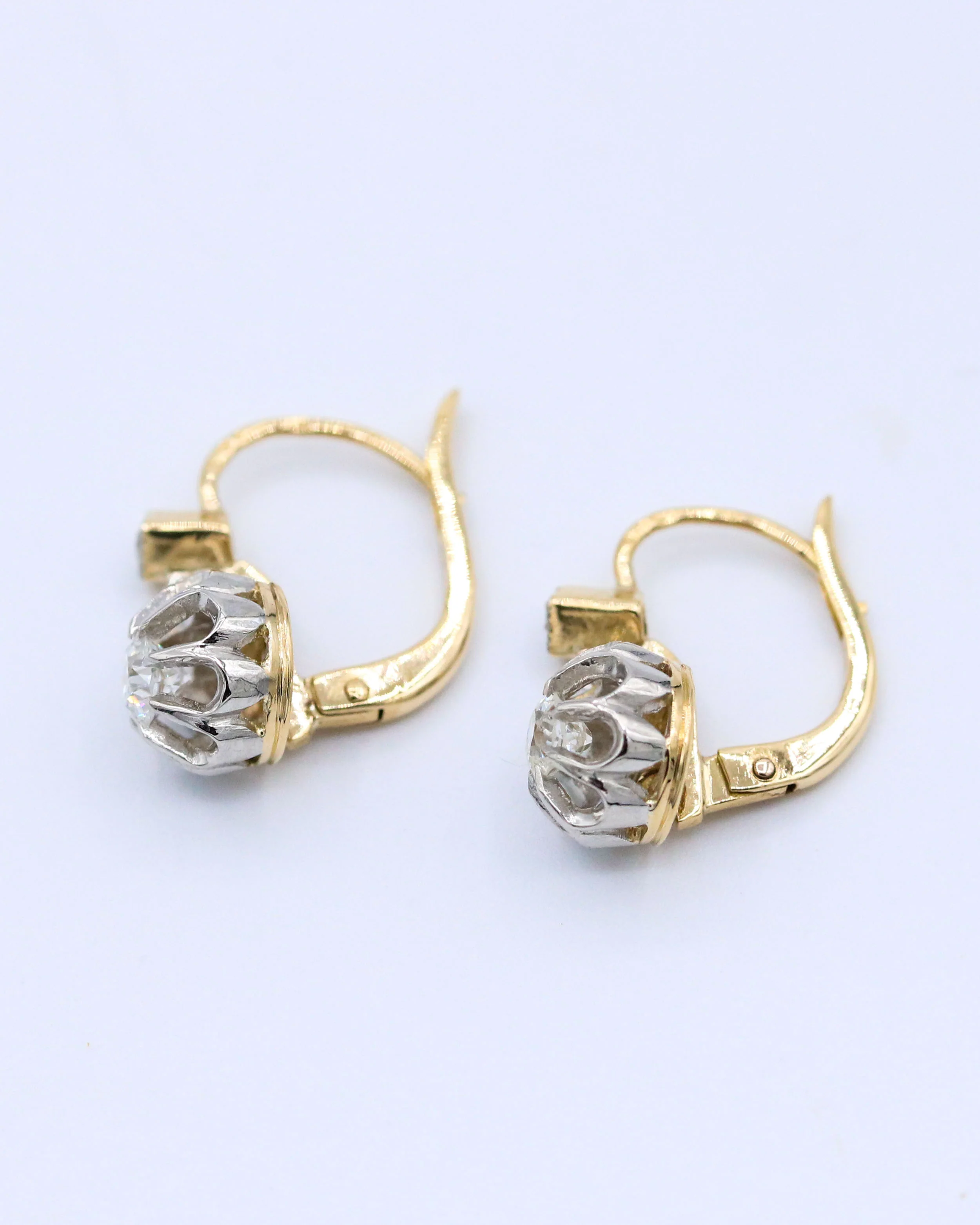 Dormeuses Or jaune et blanc Diamants - Image 3