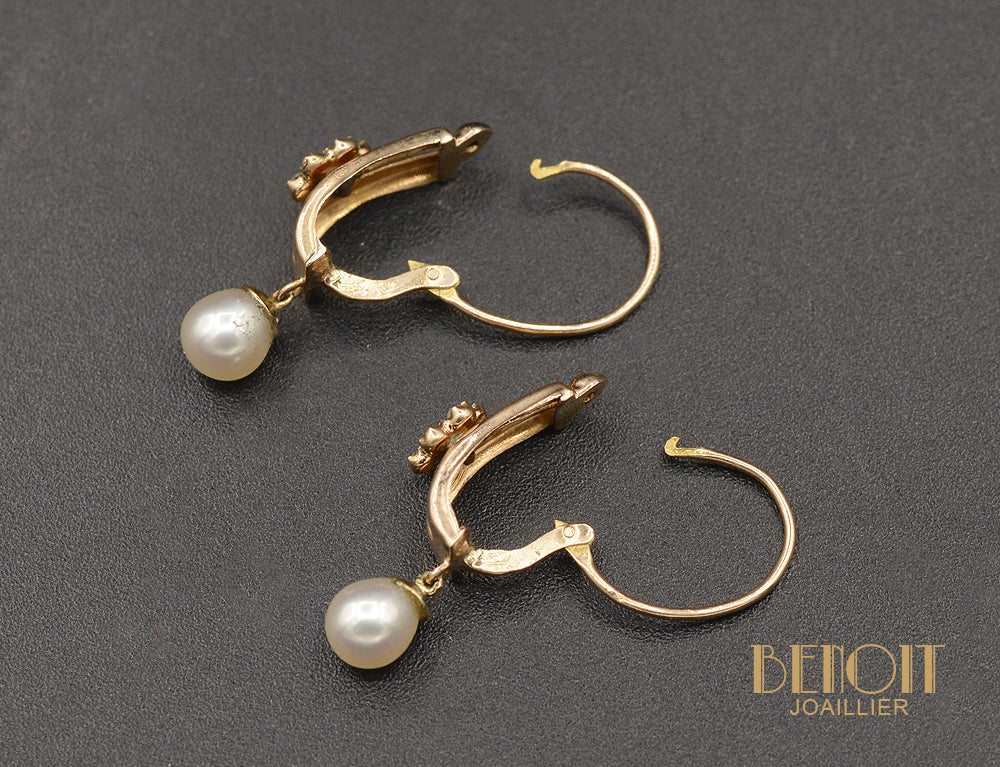 Dormeuses Or Rose et Perles - Image 3