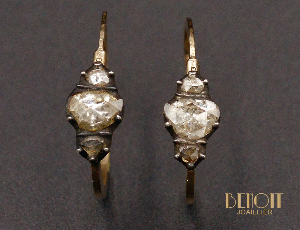 Dormeuses XIXe siècle Diamants Taille Rose