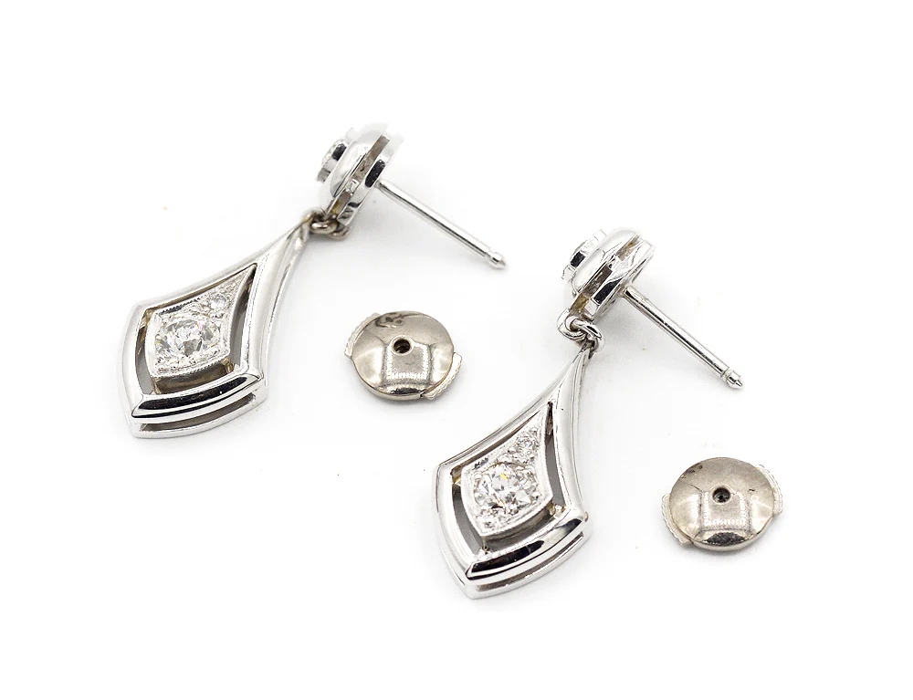 Boucles d'oreilles Création Benoit Joaillier "Gouttes Art Déco" Diamants - Image 3