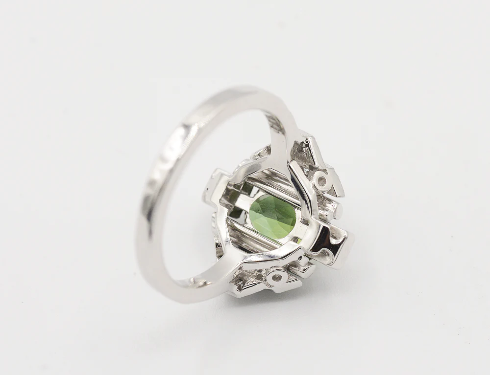 Bague Création Benoit Joaillier "Losange Art Déco" Tourmaline 1,42 ct Diamants - Image 4
