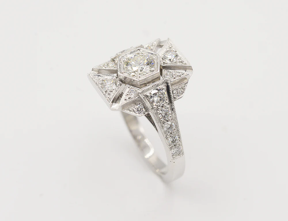 Bague Création Benoit Joaillier "Plateau Rectangle" Diamant 0,42 ct H-VS1 - Image 3