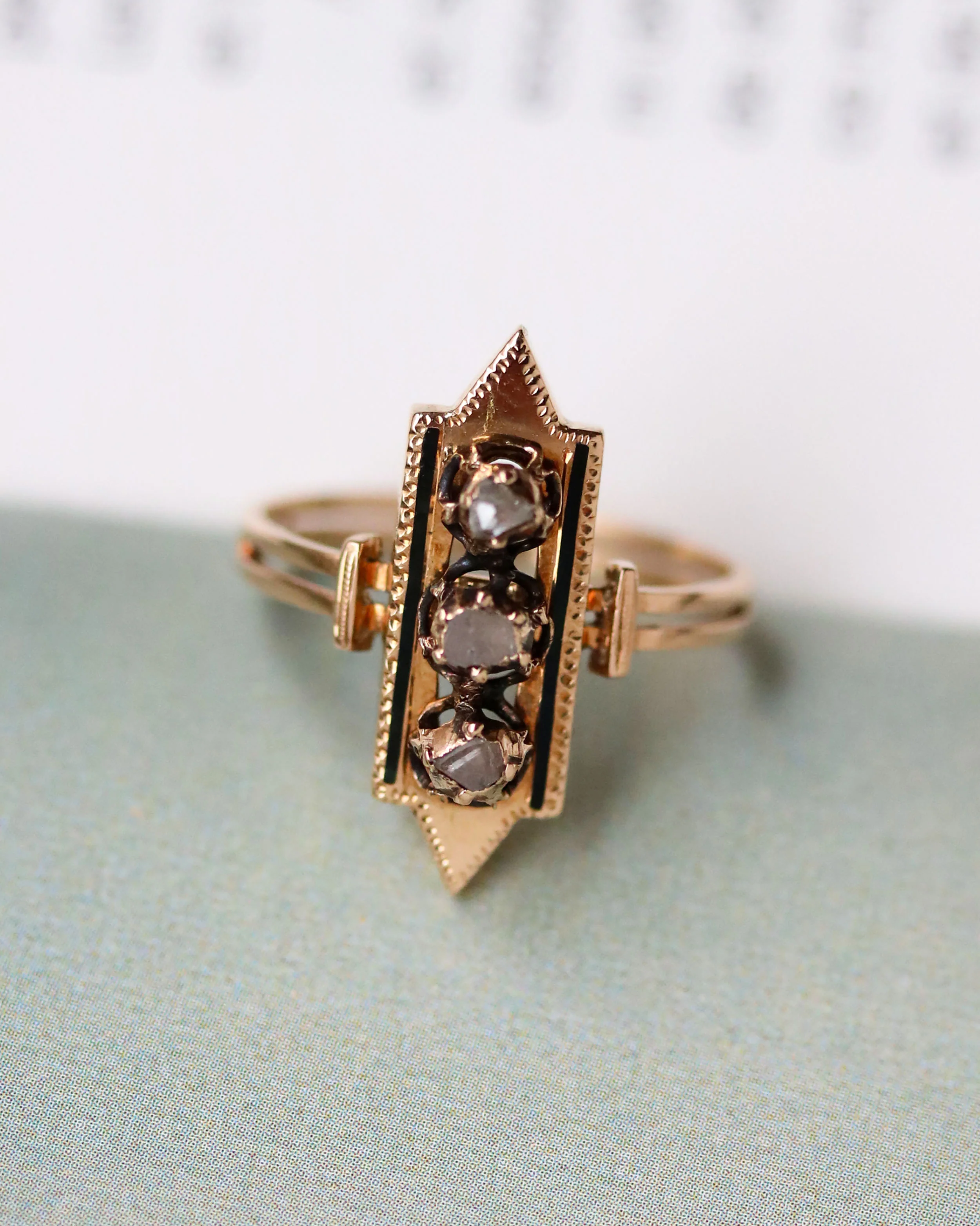 Marquise Or Rose Diamants et Émail