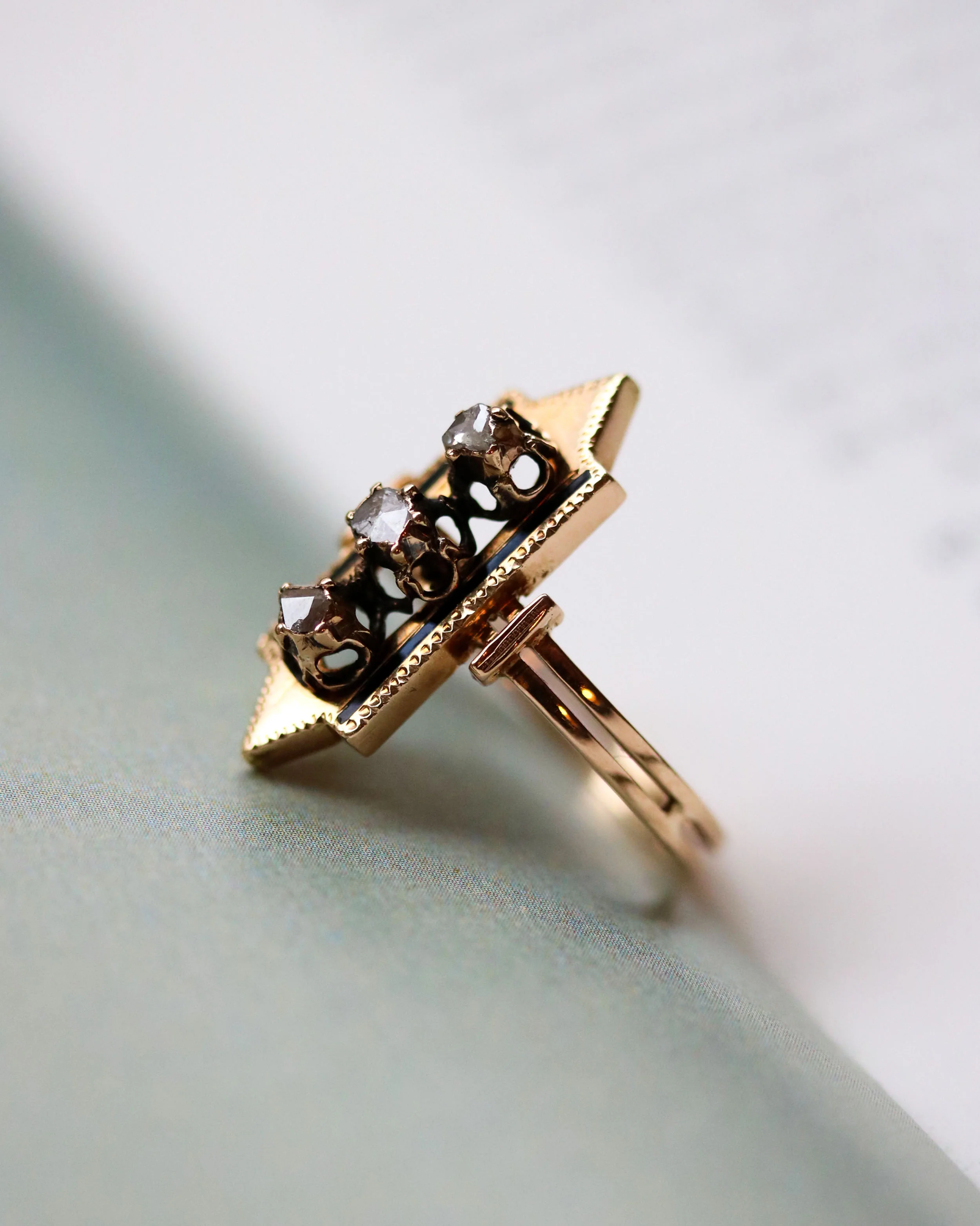 Marquise Or Rose Diamants et Émail - Image 2