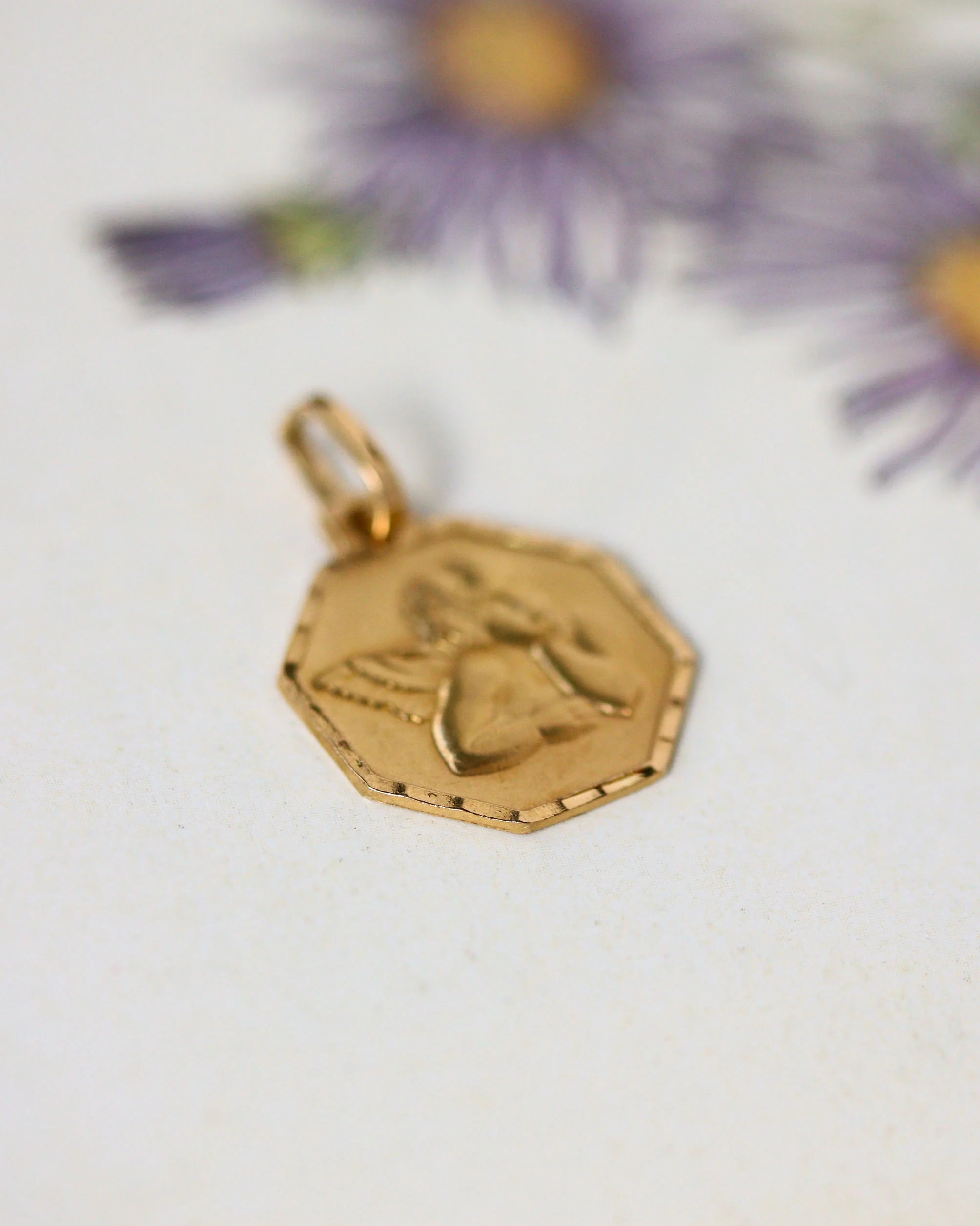 Médaille Ange Octogonale Or Jaune - Image 2