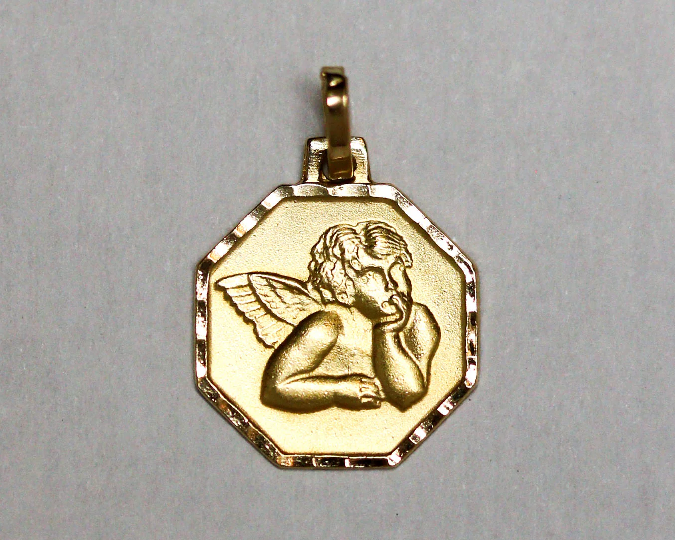 Médaille Ange Octogonale Or Jaune - Image 3