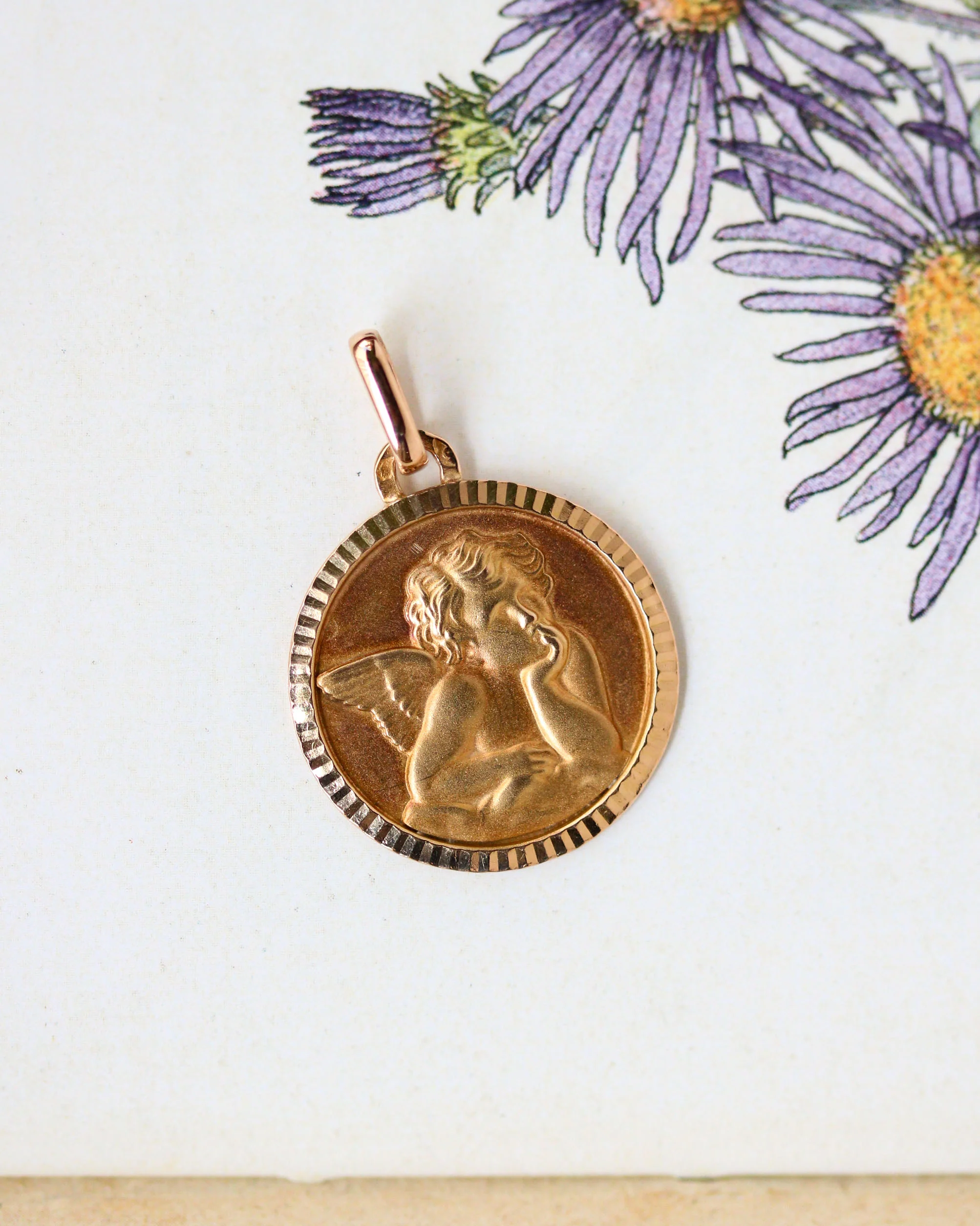 Médaille Ange Ronde Or Jaune