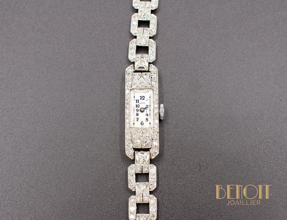 Montre Art Déco Platine Diamants
