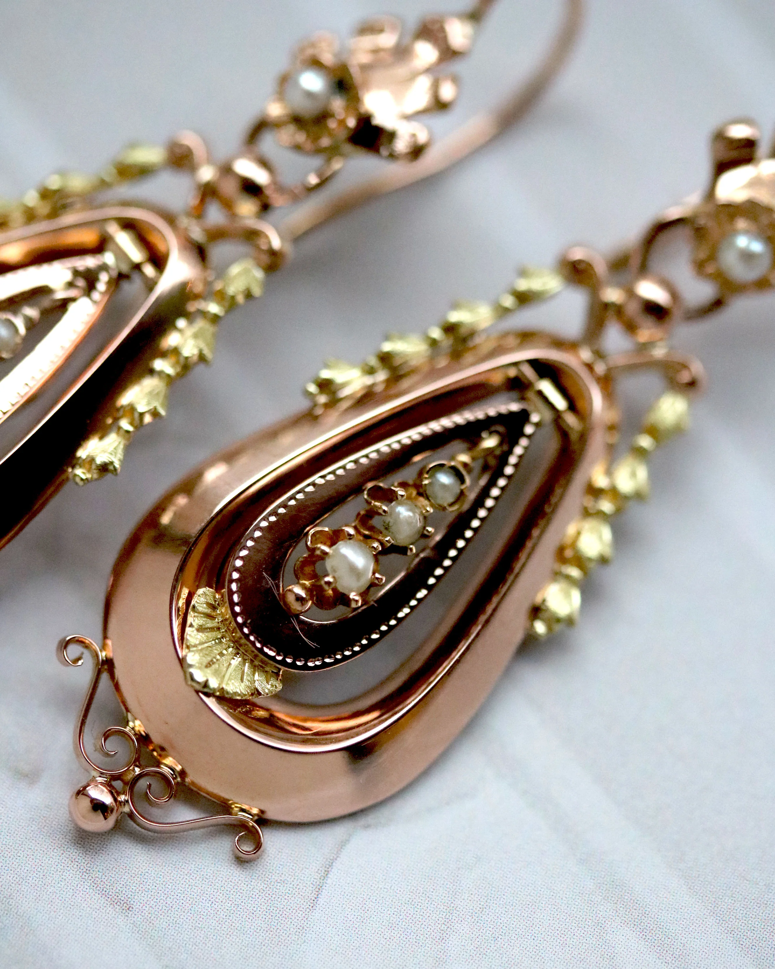 Paire de Boucles d'Oreilles Pendantes Napoléon III - Image 2