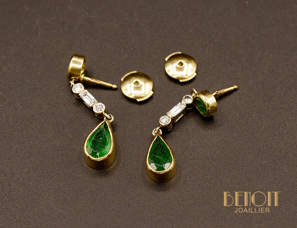 Boucles d'Oreilles Emeraudes Poires - Image 3