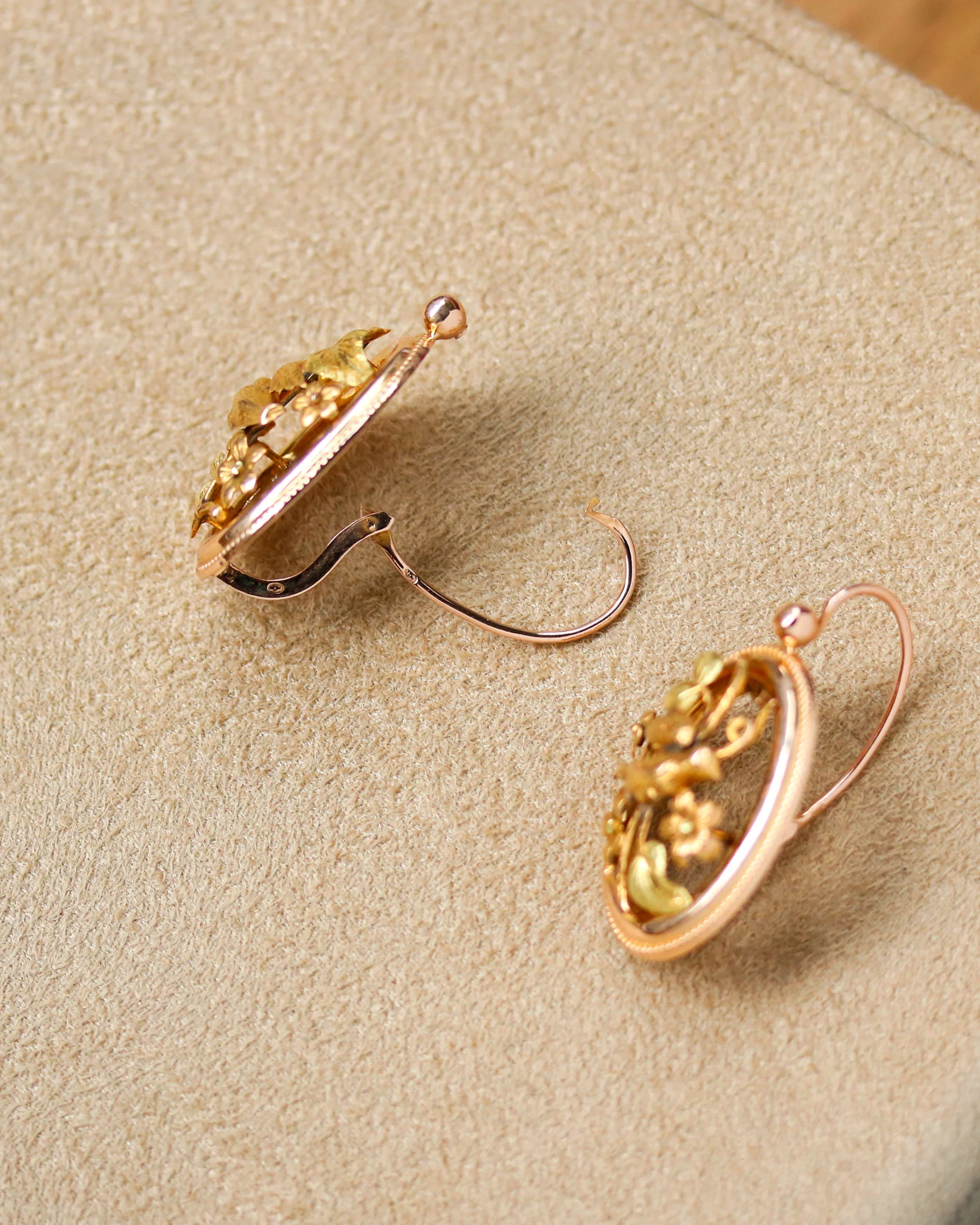Paire de Dormeuses Ancienne Grand Modèle en Or Rose - Image 3