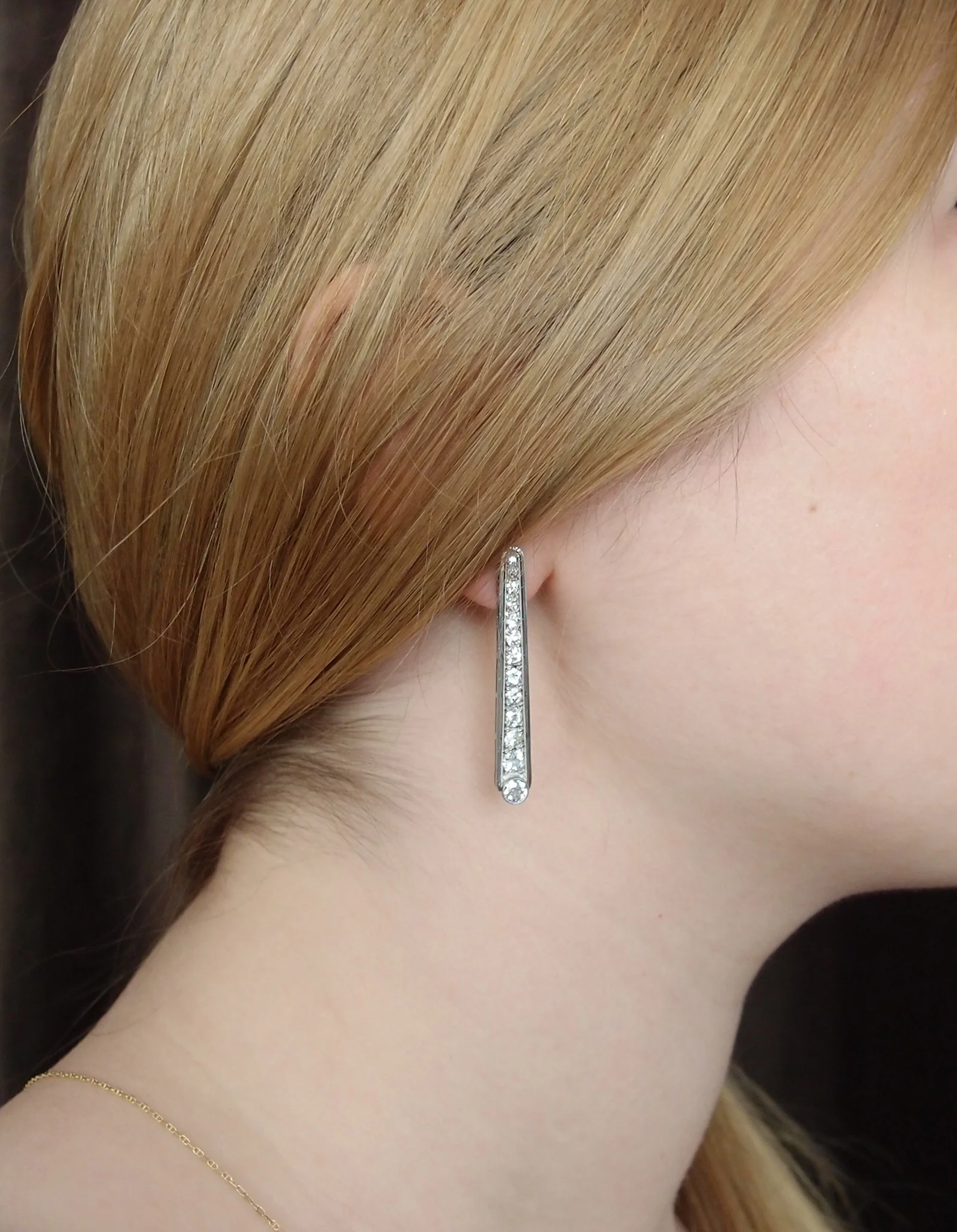 pendants doreilles 1930 platine et diamants - Image 4