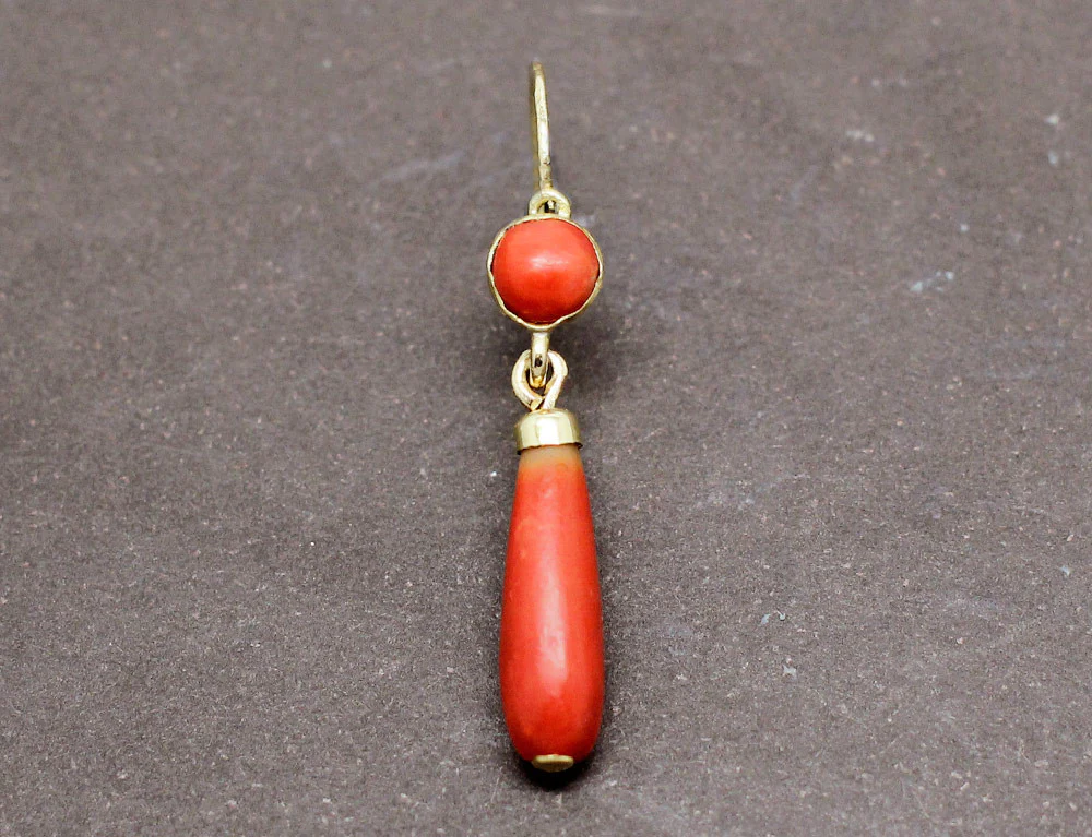 Pendants d'oreilles Corail XIXe - Image 2