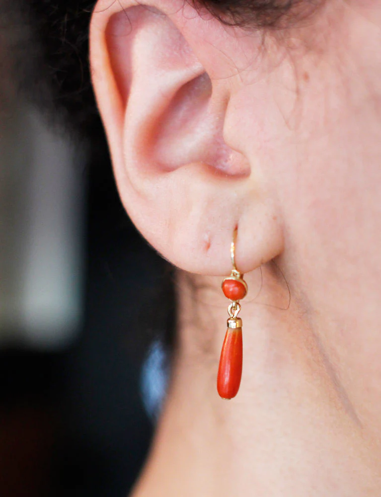 Pendants d'oreilles Corail XIXe - Image 4