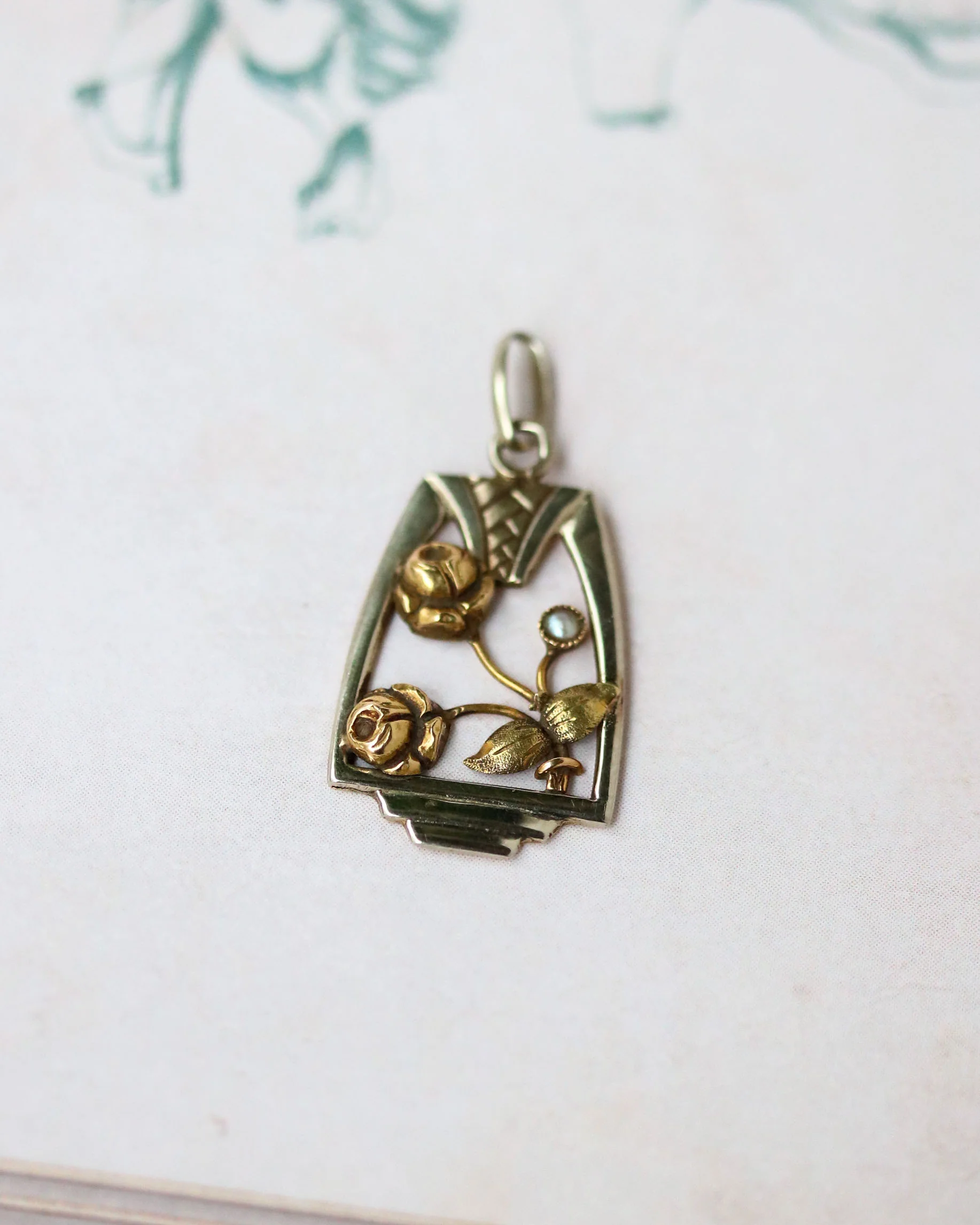 Pendentif Ancien Deux Ors et Perles