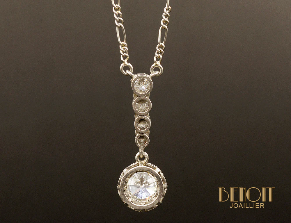 Pendentif Platine et Diamants 1920 - Image 3