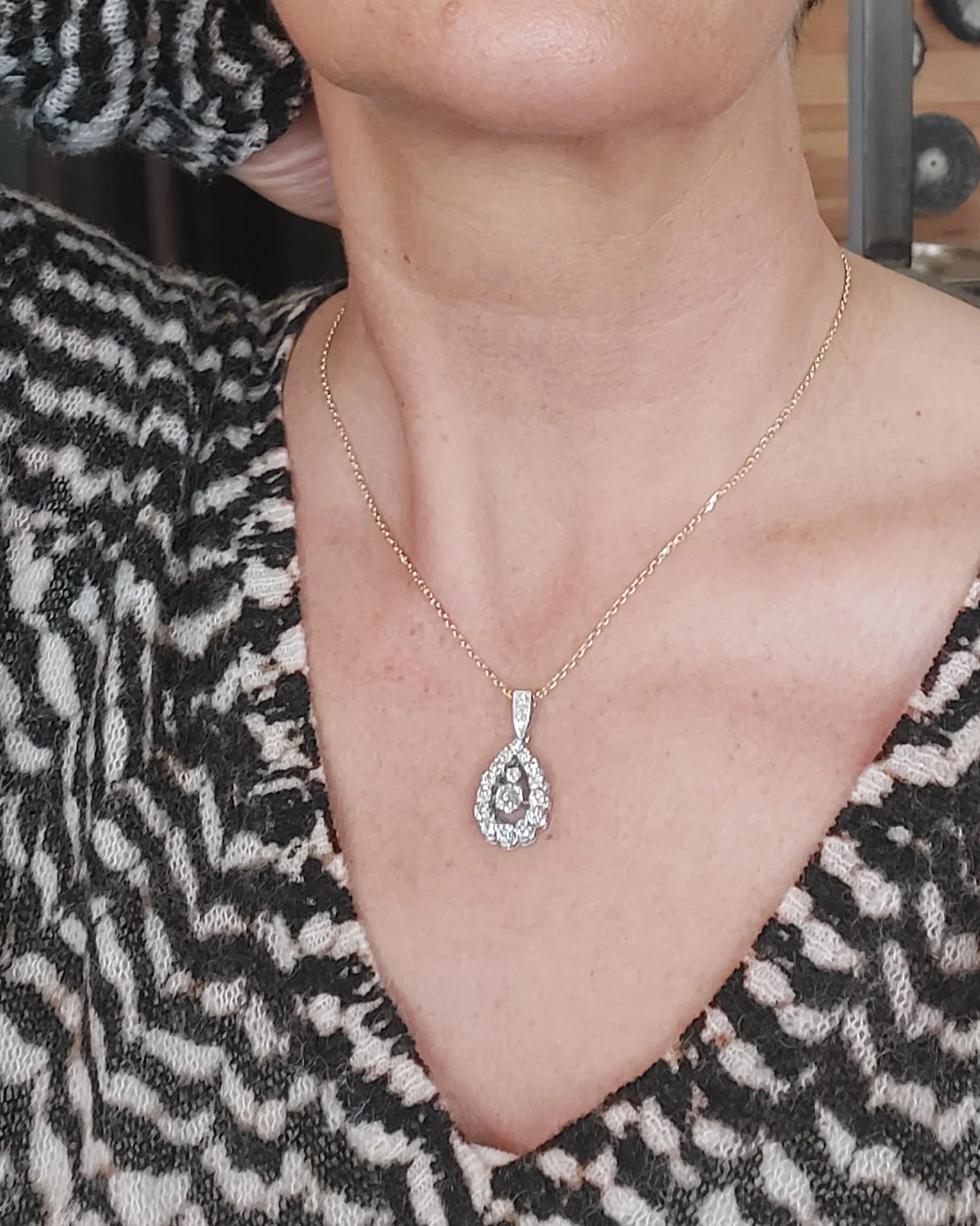 Pendentif Art Déco Or Blanc et Diamants - Image 2