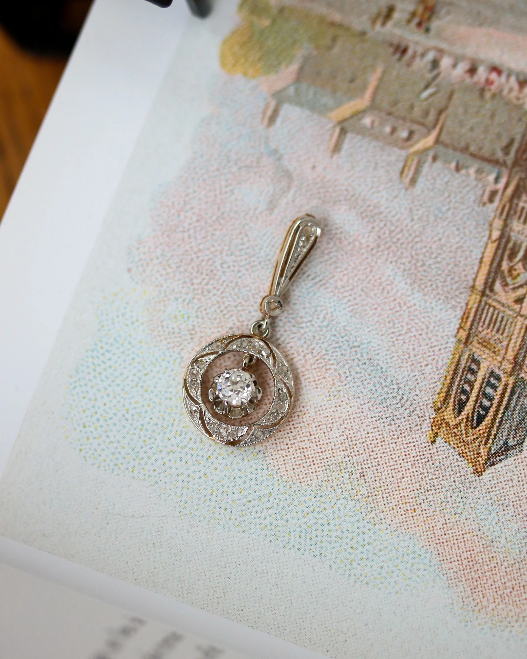 Pendentif Art Déco Or et Diamant - Image 4