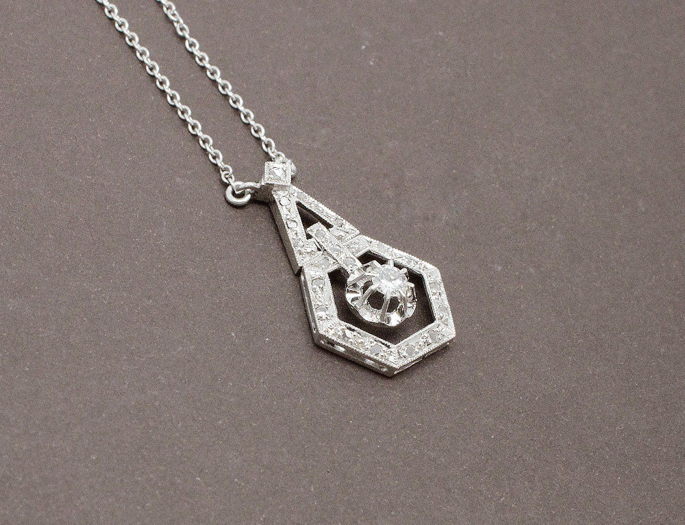 Pendentif Art Déco Platine Diamants - Image 2