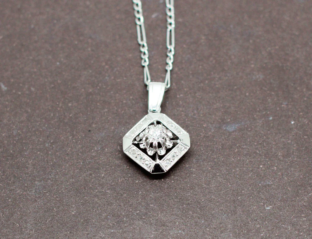 Pendentif Art Déco Platine et Diamants - Image 2