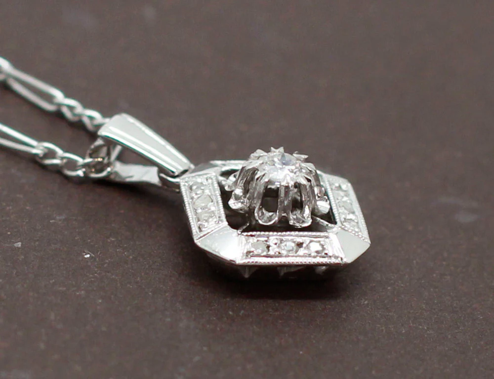 Pendentif Art Déco Platine et Diamants - Image 3