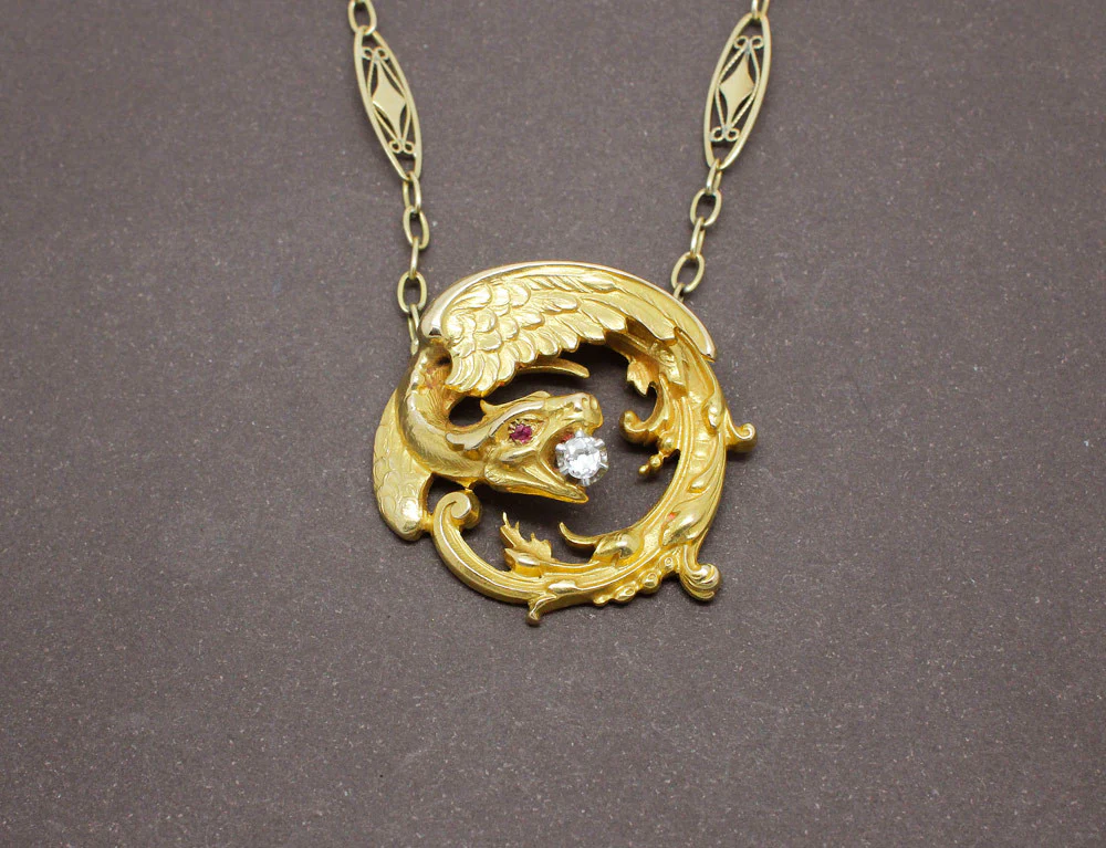 Pendentif Chimère XIXe Or Jaune