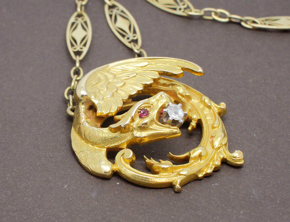 Pendentif Chimère XIXe Or Jaune - Image 4