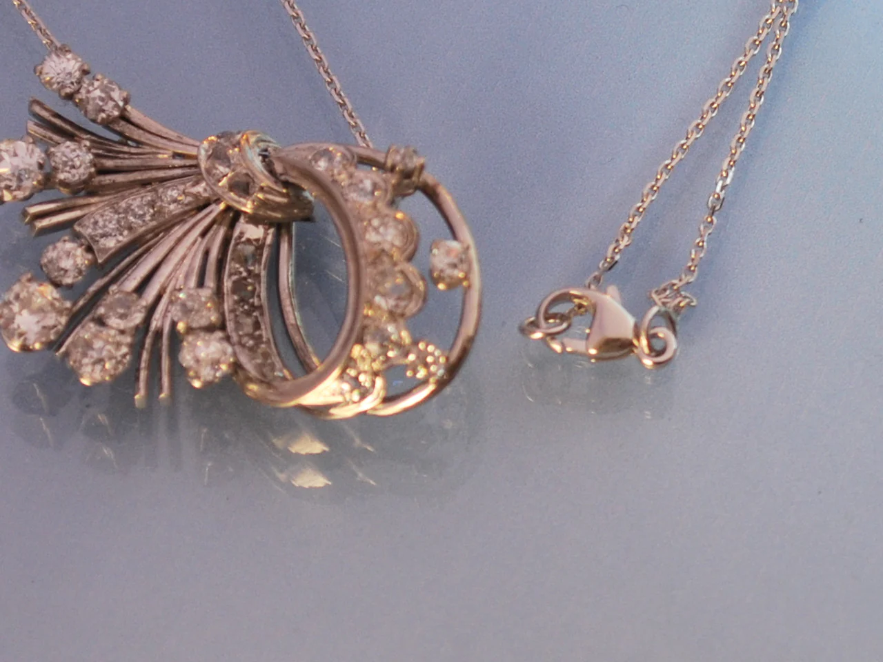 Pendentif/collier platine or diamants 1940 - Image 4