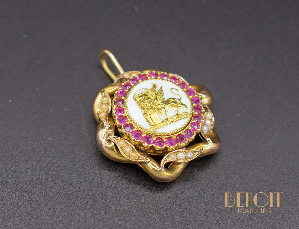 Pendentif Or Email et Verneuils XIXe - Image 2