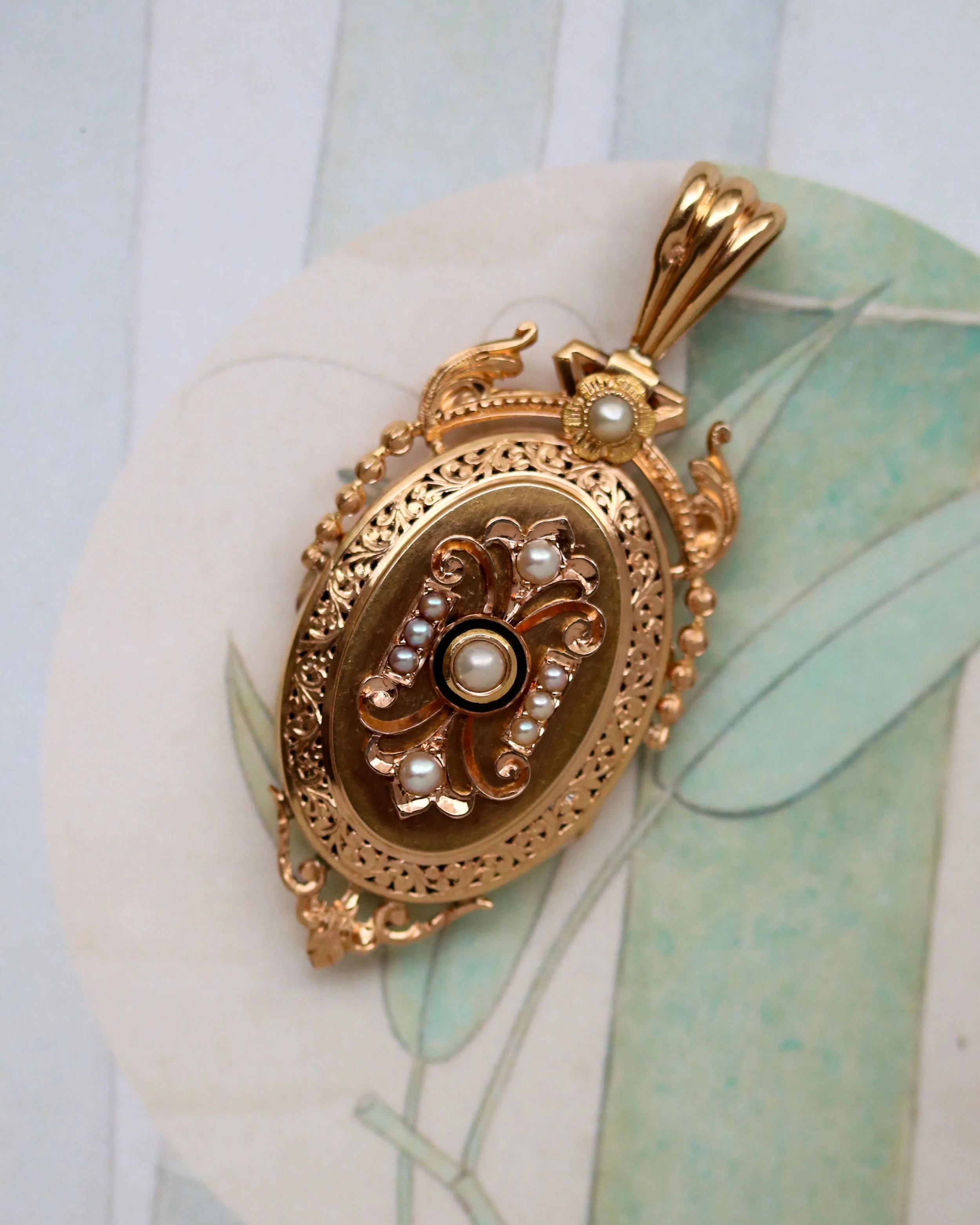Pendentif Ouvrant Or Rose et Perles