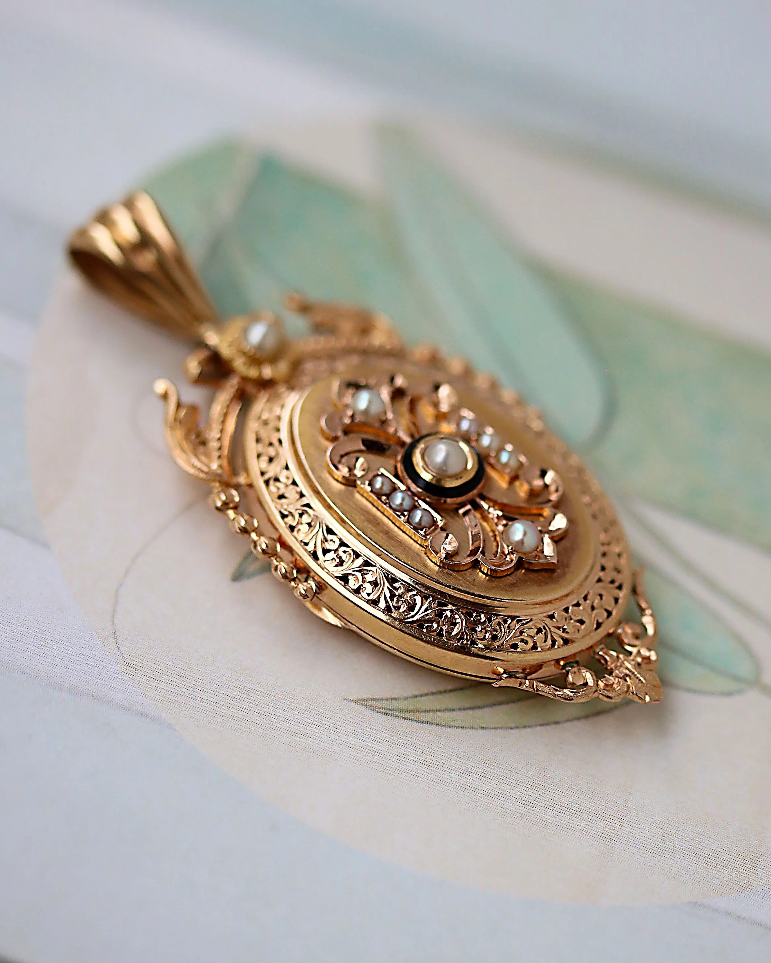 Pendentif Ouvrant Or Rose et Perles - Image 6