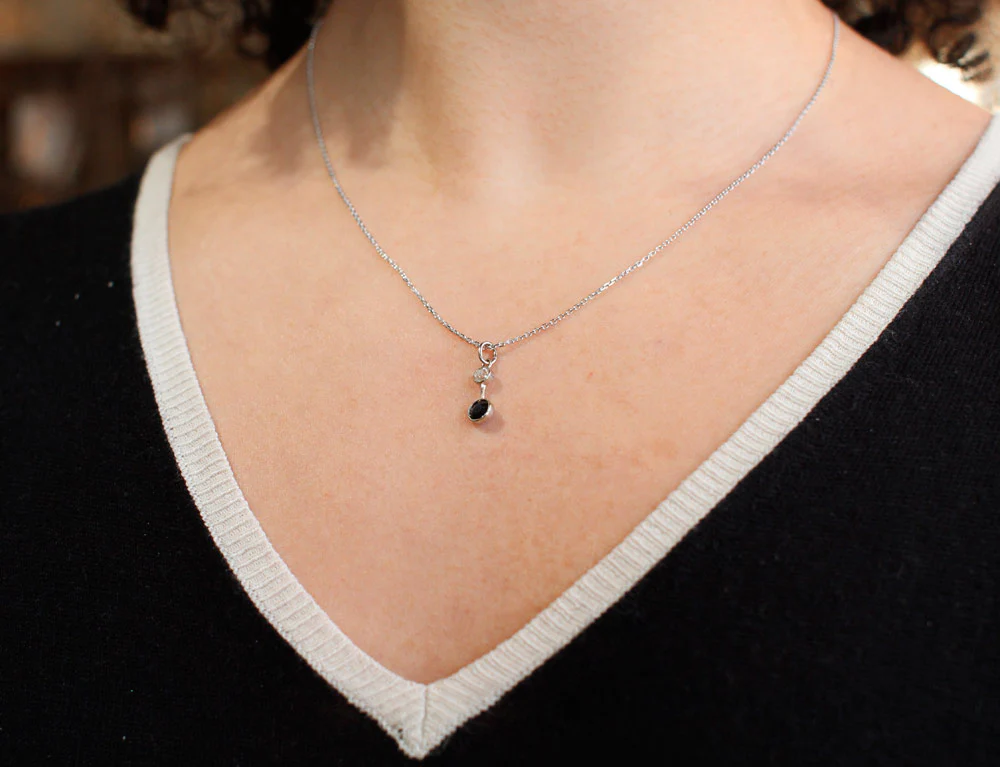 Pendentif Platine Diamant Saphir - Image 4