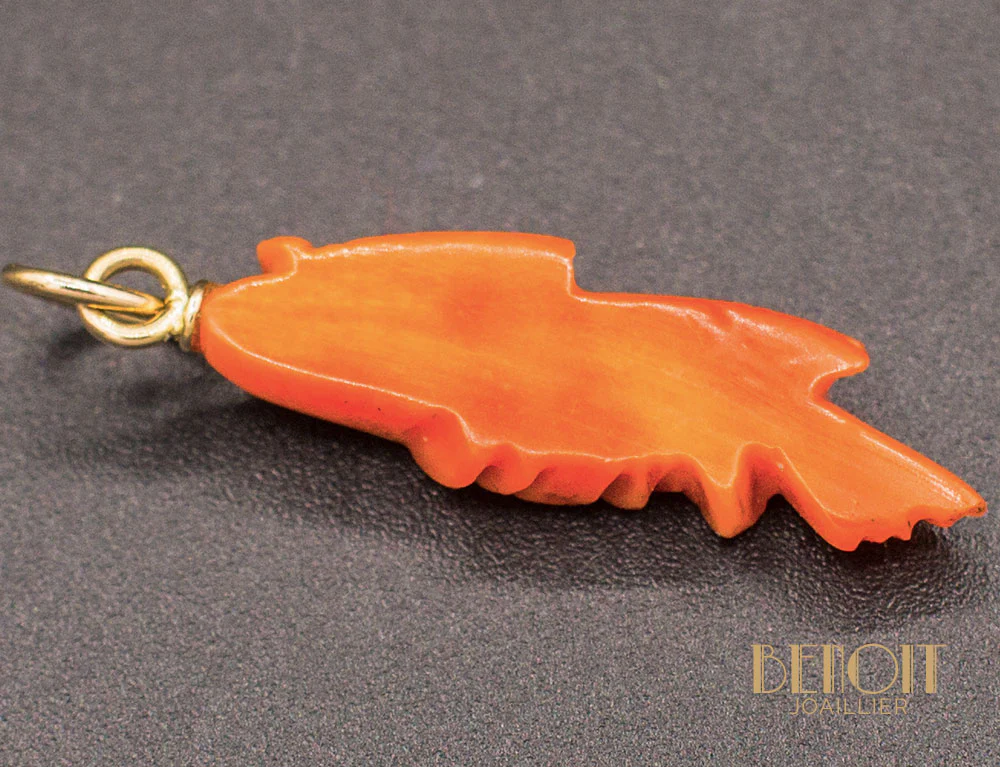 Pendentif "Poisson" Corail et Or - Image 3