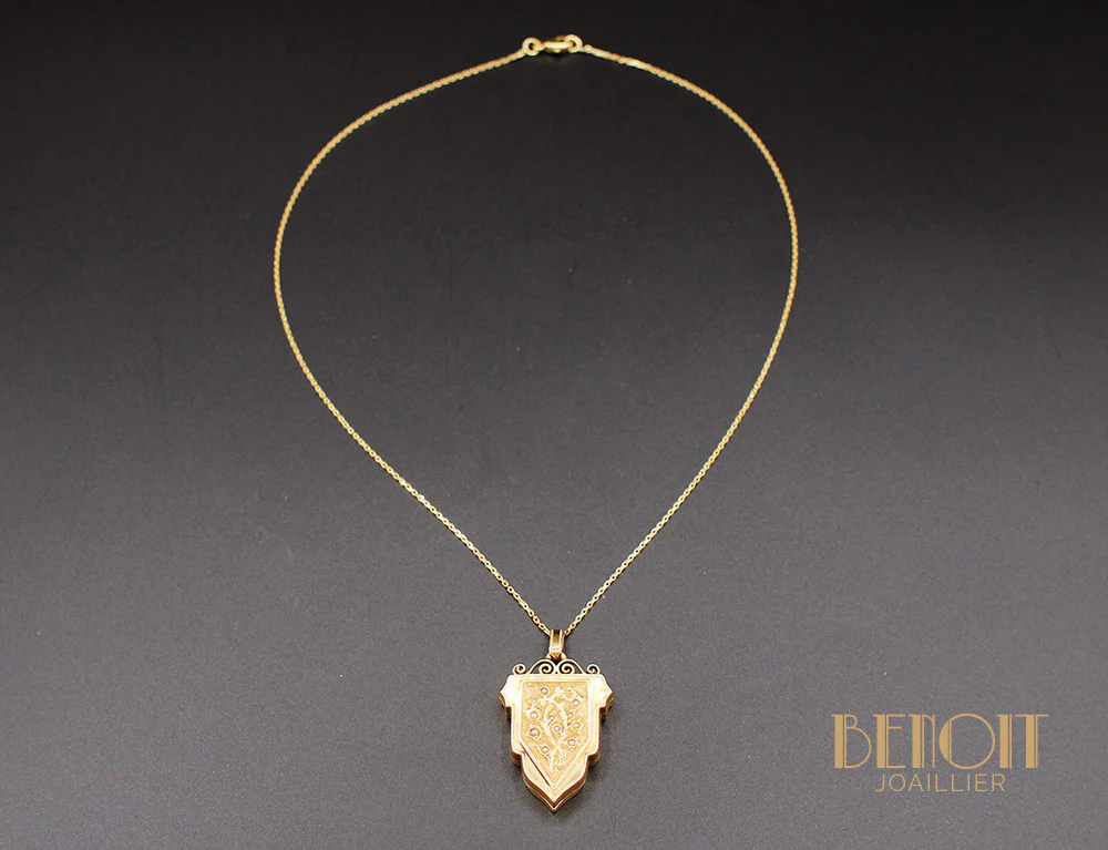 Pendentif Porte-Photo XIXe Or Jaune - Image 2