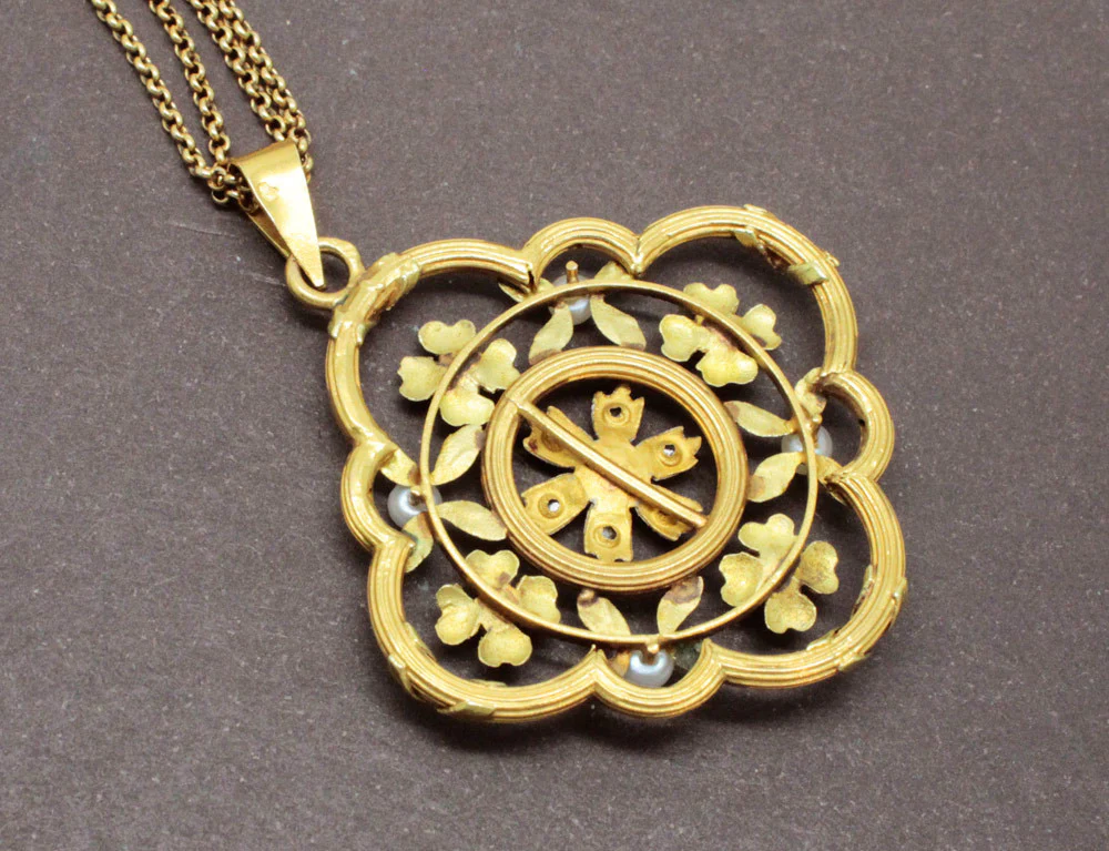 Pendentif Rosace 2 Ors et Perles - Image 3