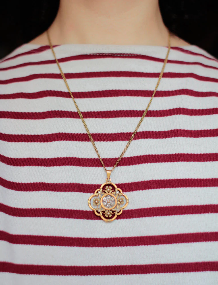 Pendentif Rosace 2 Ors et Perles - Image 5